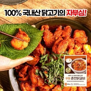 [우정춘천닭갈비 500g] 2인분 양념 닭갈비 국내산 닭고기 간편식 캠핑요리
